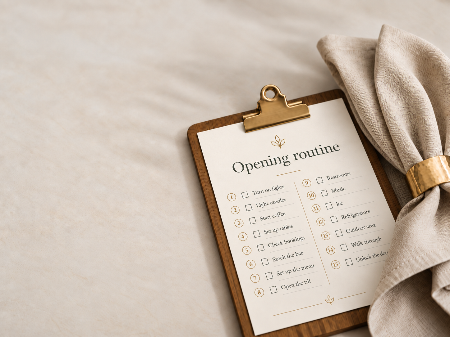 Routine checklist on a clipboard