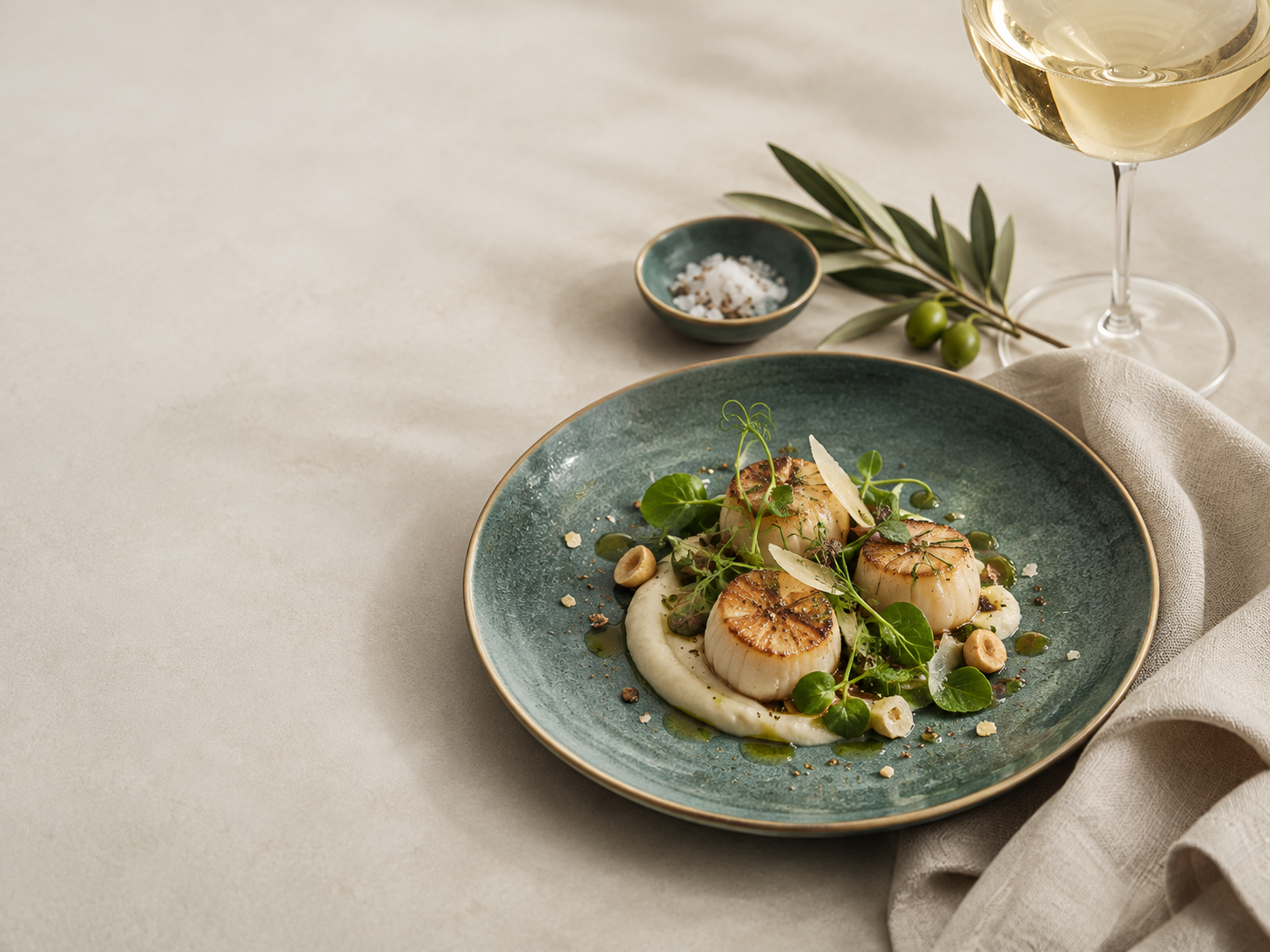 Rätt på restaurang med vinglas – meny och allergener i appen